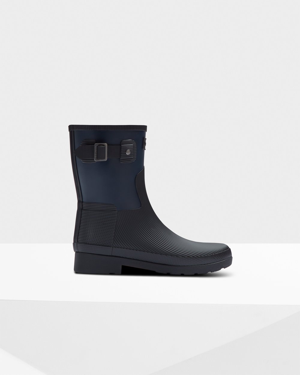 Botas De Cortas Refined Texture Block Slim Fit Hunter Mujer - Azul Marino/Negros - 027865KEB